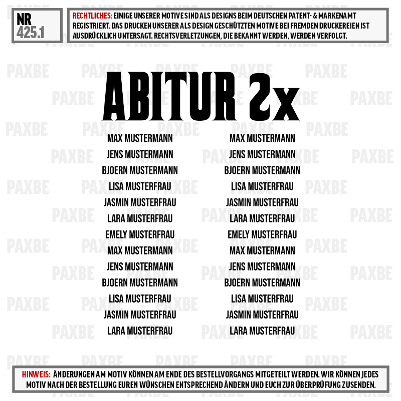 abitur, 2x, name, names, list, name tag, abitur 2x, mustermann, 名单示例, two-column list