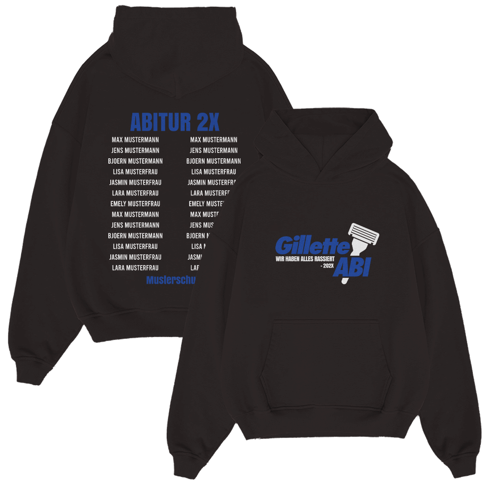 Hoodie, Kapuzenpulli, Schwarz, Print, Gilette ABI, Hoodie, Schwarz, Kapuze, Frontdruck, Logo