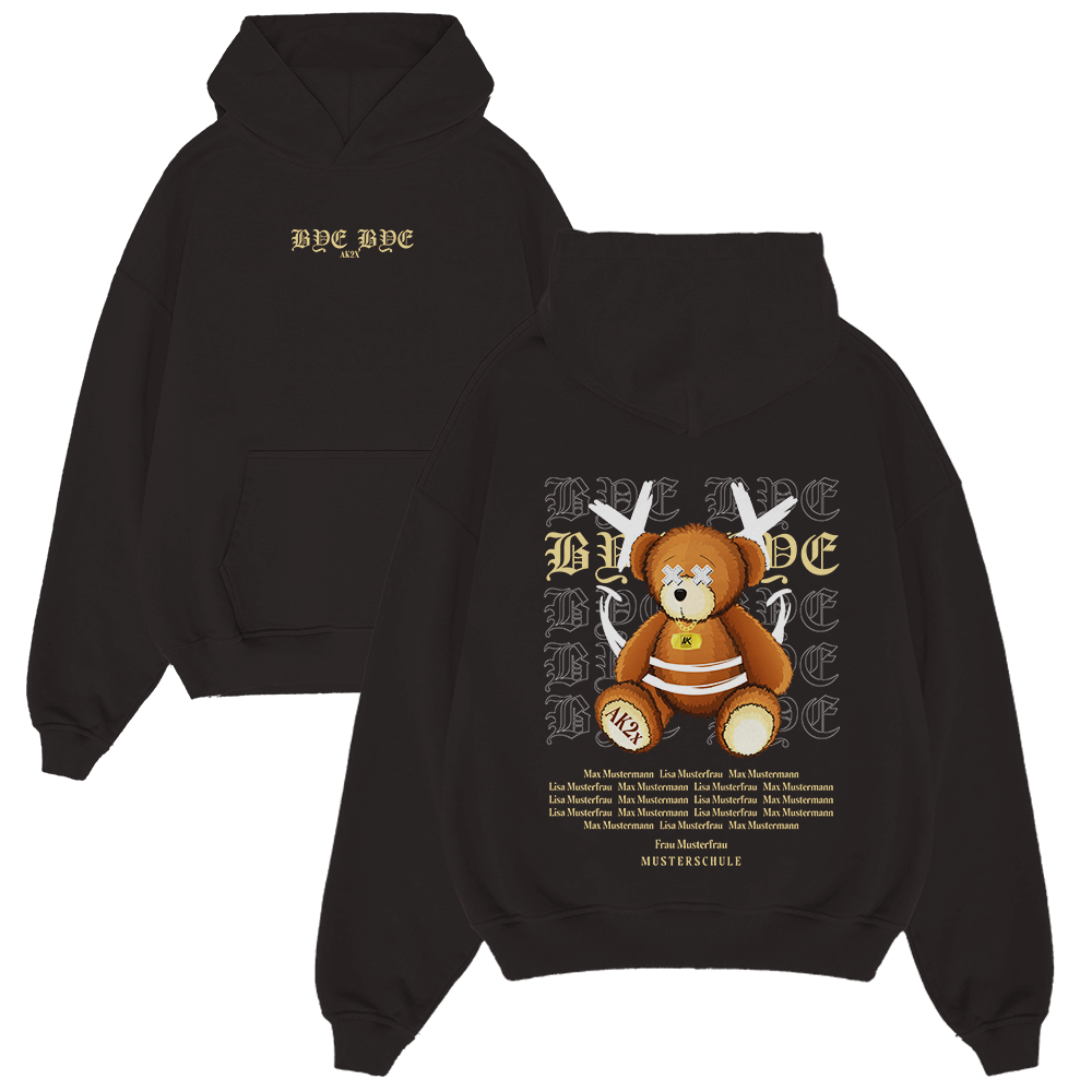 Hoodie, Sweatshirt, Bär Grafik, Schwarz, Vorderdruck, Hoodie, Teddybär, Grafik, Schwarz, Vorderdruck