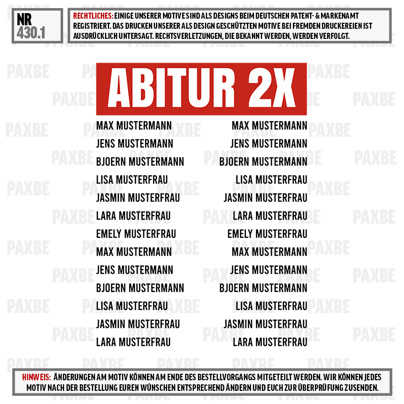 abitur, test, länderversion, kollektion, muster, Abitur, 2x, Text, roter Banner, Namensliste