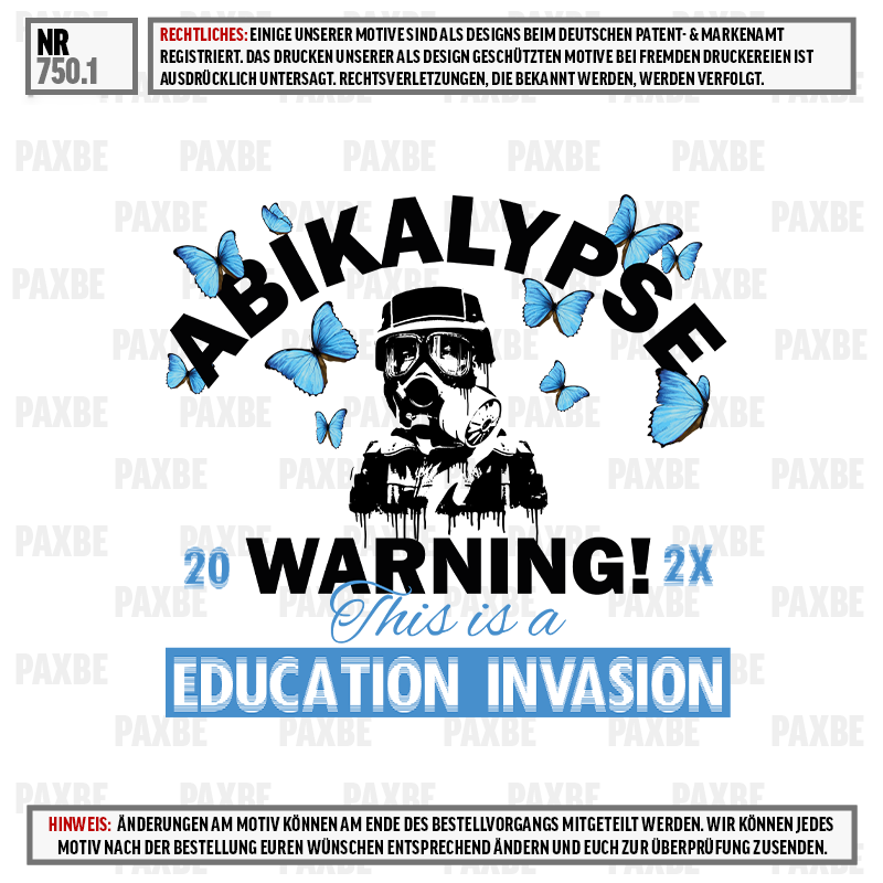 Gasmask, Militär, Bildungseinvasion, Schmetterlinge, Grafikdesign, Gasmaske, Bildungseinvasion, Grafik T-Shirt, Blaue Schmetterlinge, Fetter Text